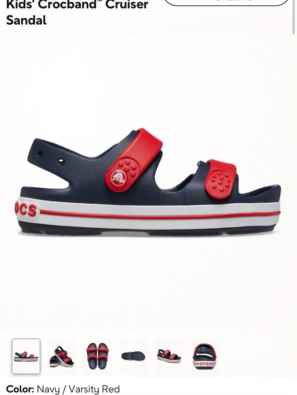 CROCS Kids Navy Blue Sandals with Adjustable Red Straps